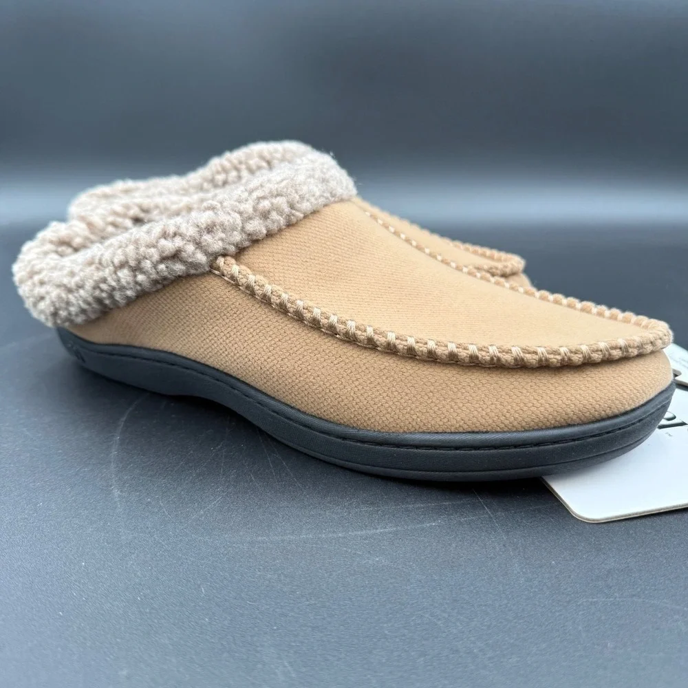 Isotoner Slippers Mens‎ Size XL 11-12 Memory Foam Tan Buckskin Sherpa Lining